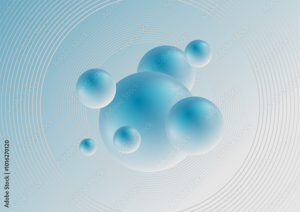 Blue grey 3d spheres and minimal circle lines abstract background. Geometric vector design Blue grey 3d spheres and minimal circle lines abstract background. Geometric vector design