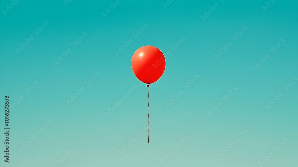 A lone red balloon gracefully takes flight soaring higher and higher into the vast boundless blue sky This image symbolizes the act of letting go of worries anxieties and constraints A lone red balloon gracefully takes flight soaring higher and higher into the vast boundless blue sky This image symbolizes the act of letting go of worries anxieties and constraints