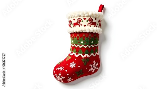 Colorful Christmas stocking sock isolated on a white background photo