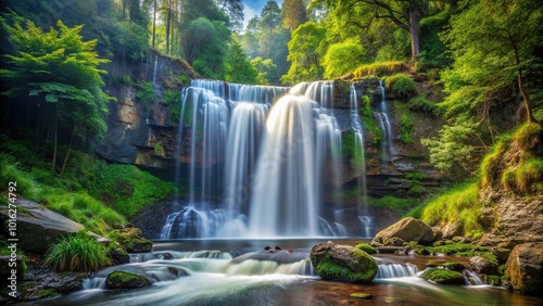 majestic waterfall hidden forest power tranquility nature