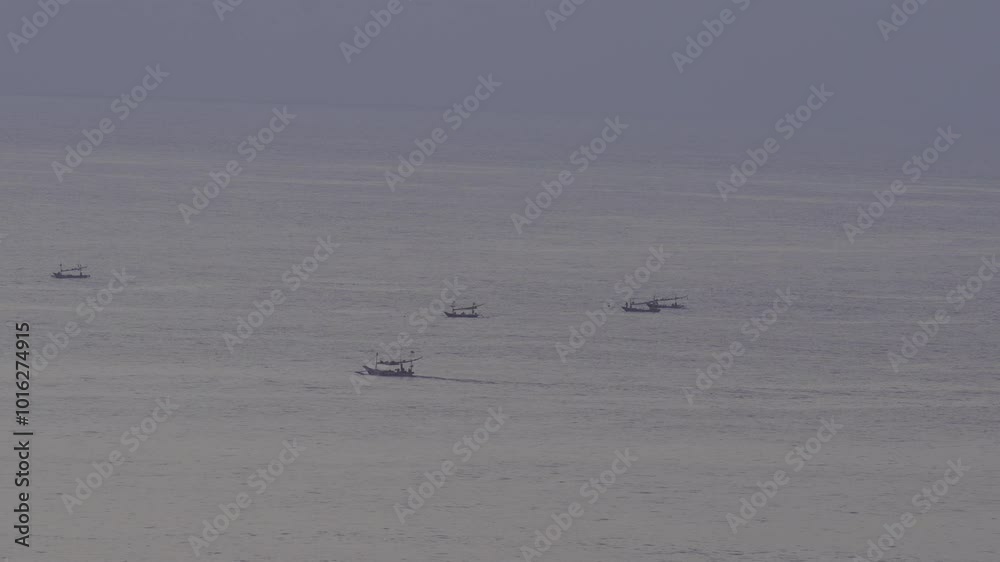 Fisher boats in open ocean they are fhishing Fisher boats in open ocean they are fhishing