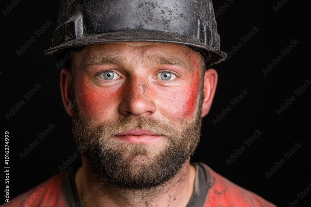 Portrait of a dirty miner with blue eyes. Portrait of a dirty miner with blue eyes.