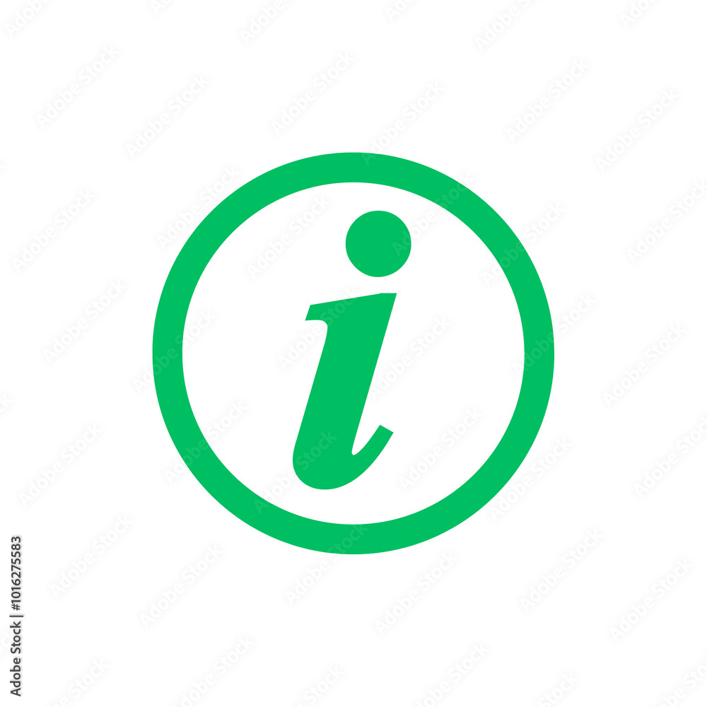 Green Information Icon on White Background Green Information Icon on White Background
