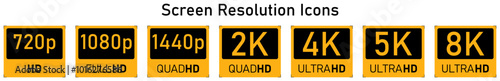 Screen resolution icons. Standard High-Definition (HD) photo