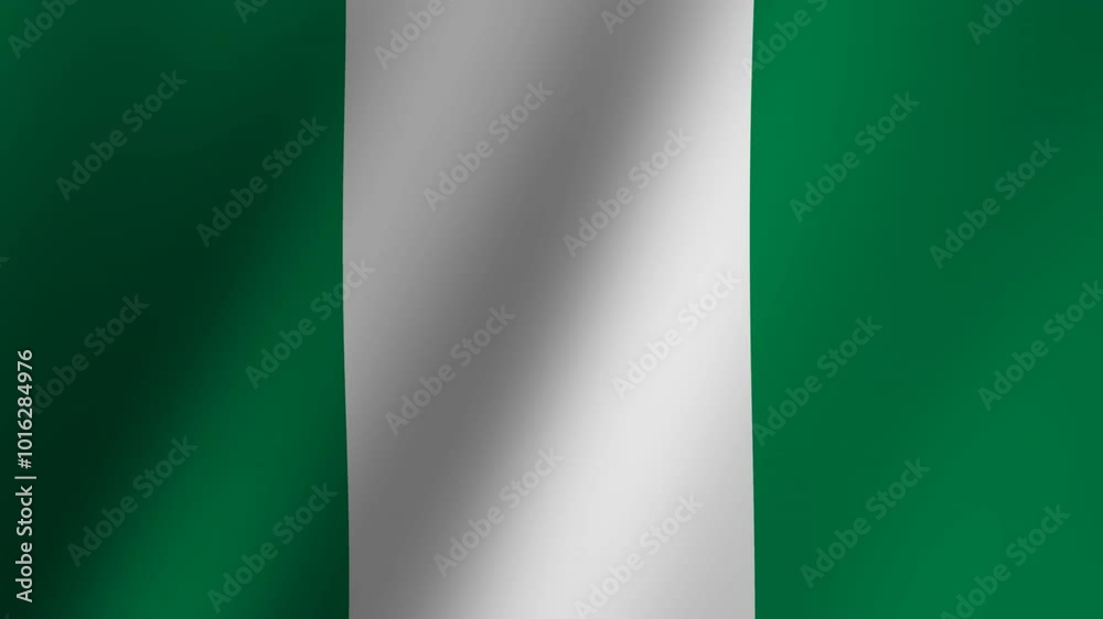 Nigeria flag is waving Animation. Flag of Nigeria waving. 4K Footage animation