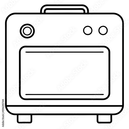 Electric oven with controls line art vector