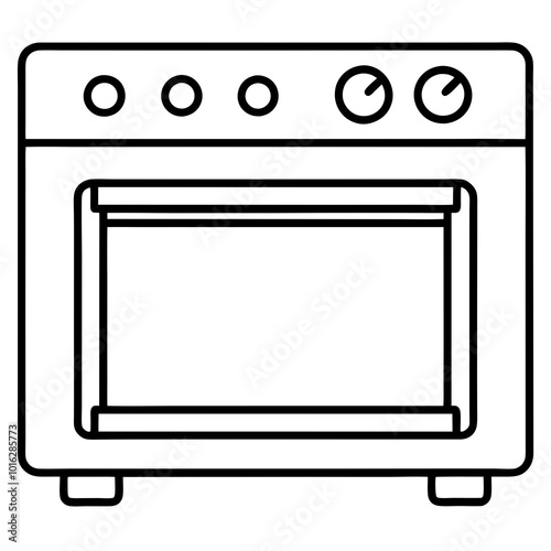 Electric oven with controls line art vector