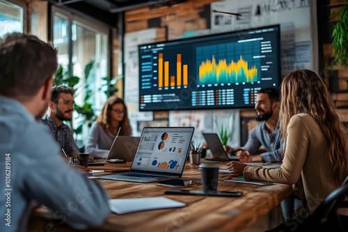 E commerce Team Analyzes Sales Data and Consumer Trends in Modern Office Setting