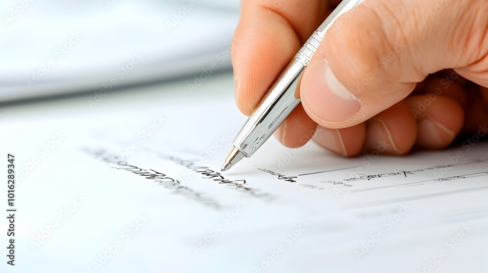 Close up of a large hand writing over a smaller company name on a business document symbolizing the acquisition or merger process between two organizations Close up of a large hand writing over a smaller company name on a business document symbolizing the acquisition or merger process between two organizations