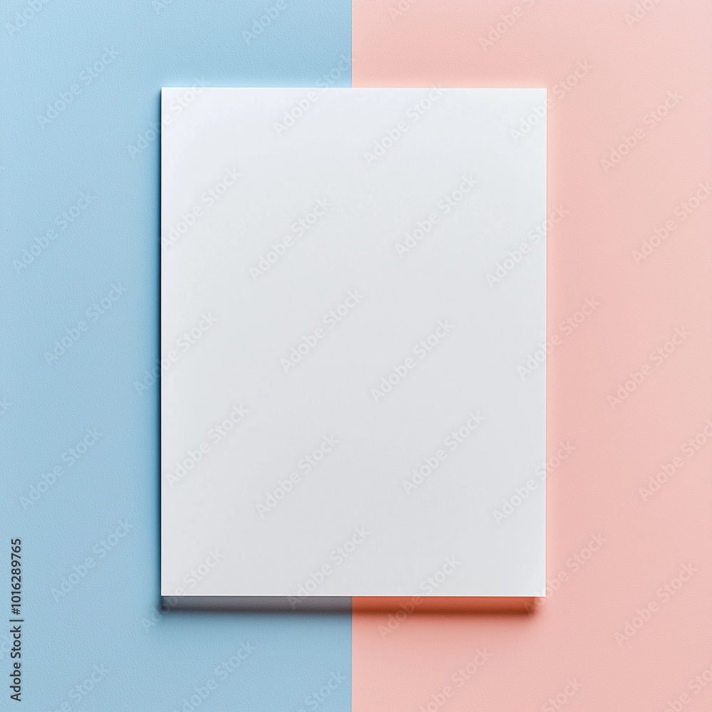 Blank canvas on a split pastel background in blue and pink, ideal for art or design projects, captured in natural light Blank canvas on a split pastel background in blue and pink, ideal for art or design projects, captured in natural light