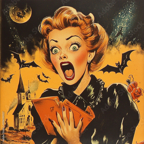 1950s_halloween_card_vintage_lady_screaming