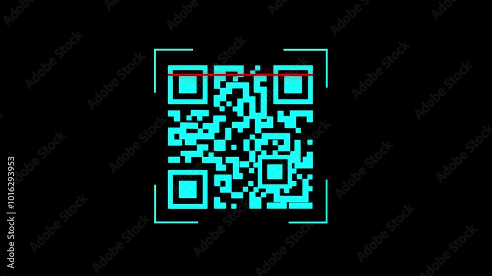 QR code for payment. Scan qr code icon animation on black background. Scanning QR code animation, QR code for payment. Scan qr code icon animation on black background. Scanning QR code animation,