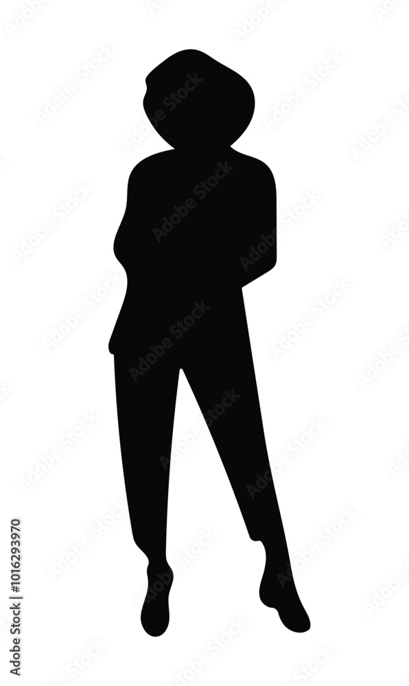 Silhouette of a woman standing with folded arms in casual pose Silhouette of a woman standing with folded arms in casual pose