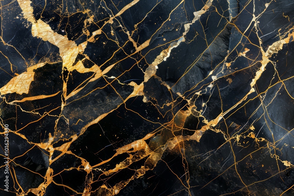 Photo of Deep black marble pattern with golden veins. Background texture for backdrops or mapping Photo of Deep black marble pattern with golden veins. Background texture for backdrops or mapping