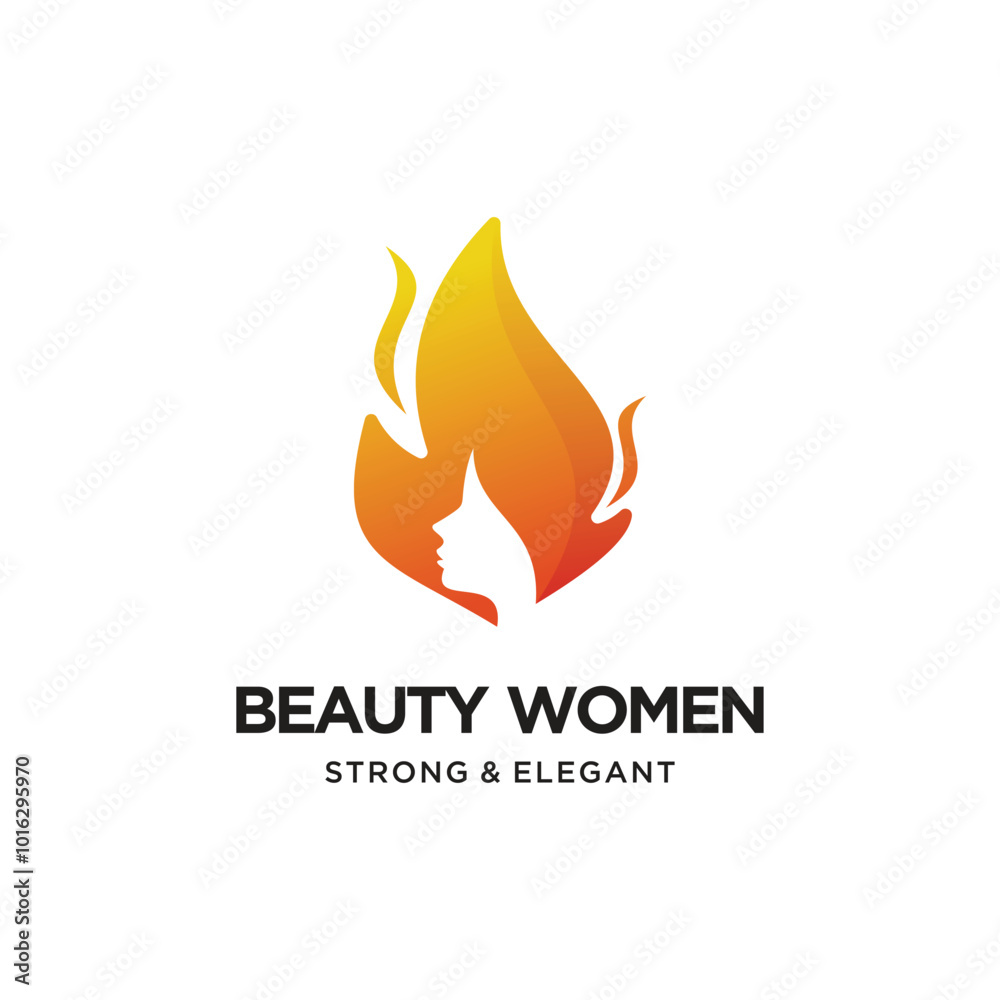 Beauty women icon vector logo design with fire creative concept Premium Vector Beauty women icon vector logo design with fire creative concept Premium Vector