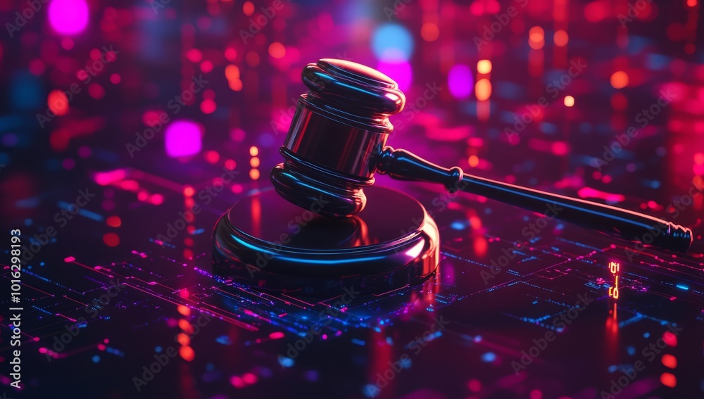Digital Gavel Symbolizing Law and Technology Digital Gavel Symbolizing Law and Technology