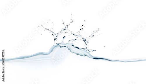 Crystal Clear Water Splash on White Background