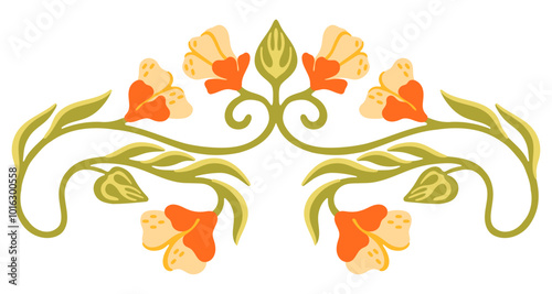 Art Nouveau floral element. Decorative element. Vector.