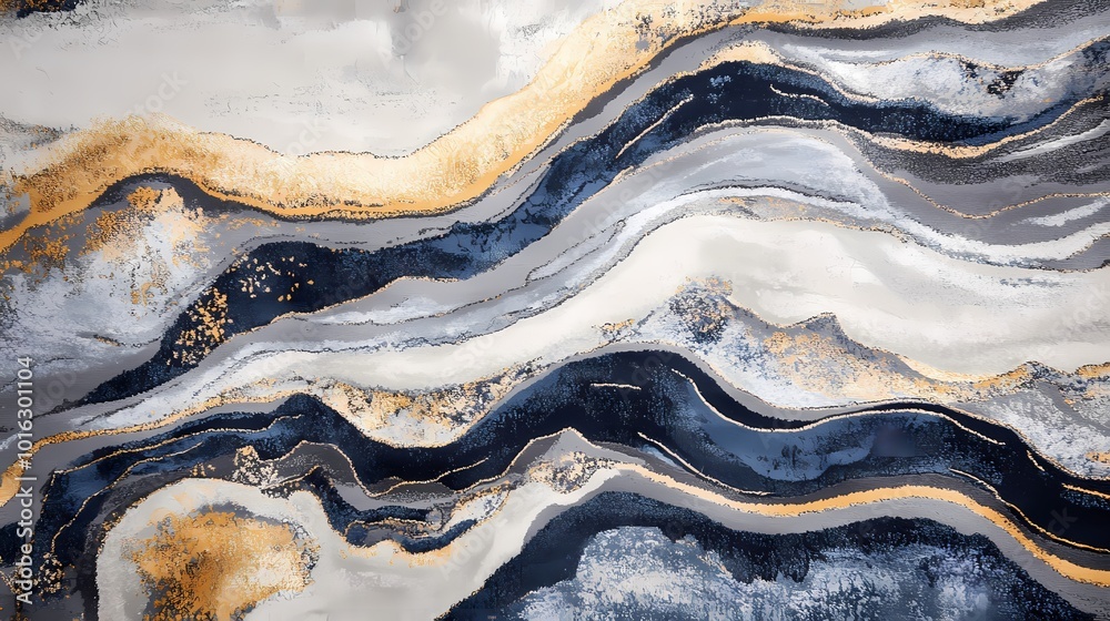 Gray-blue-gold marble texture poster background
