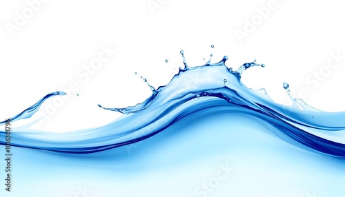 Dynamic Water Splash with Ripples and White Background photo