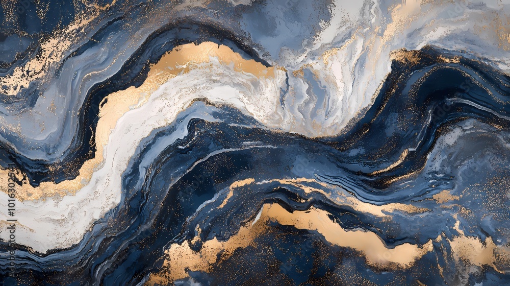 Obraz premium Gray-blue-gold marble texture poster background
