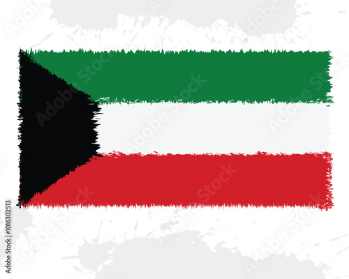 A grunge style design of the Kuwait flag, with vibrant colors of green, white, red,  black, presenting the country's rich history and cultural identity. Independence Day of kuwait. Kuwait Flag. EPS 10
