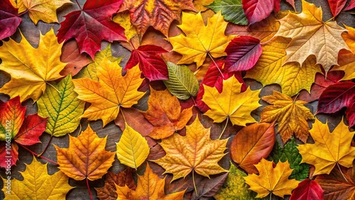 Wallpaper Mural High angle view of autumn leaves with bright yellow fallen leaves, autumn colors pattern Torontodigital.ca