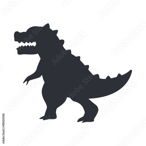 Tyrannosaurus rex vector black silhouette dinosaur isolated on background.