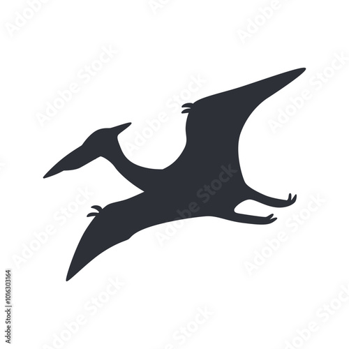 Pterodactyl vector black silhouette dinosaur isolated on background.