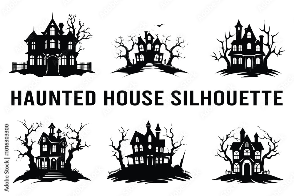 Obraz premium PrintHaunted house silhouette vector.