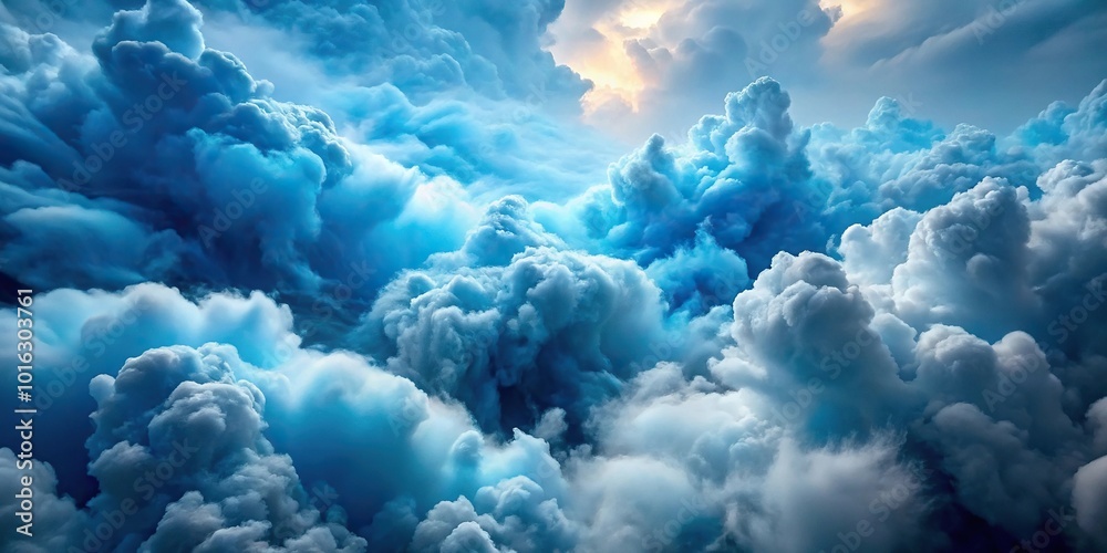 Naklejka premium High angle view of billowing blue fluid clouds