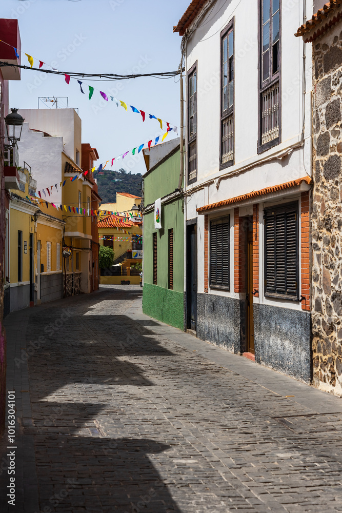 Obraz premium Streets and beautiful houses of the picturesque village of Santa Brigida. Gran Canaria, Canary Islands. Spain.