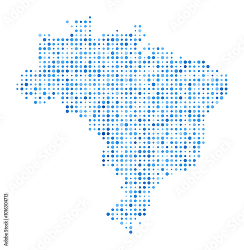 Brazil dot map. Country digital style shape. Brazil vector image. Country shape blue circular dots. Amazing vector illustration.