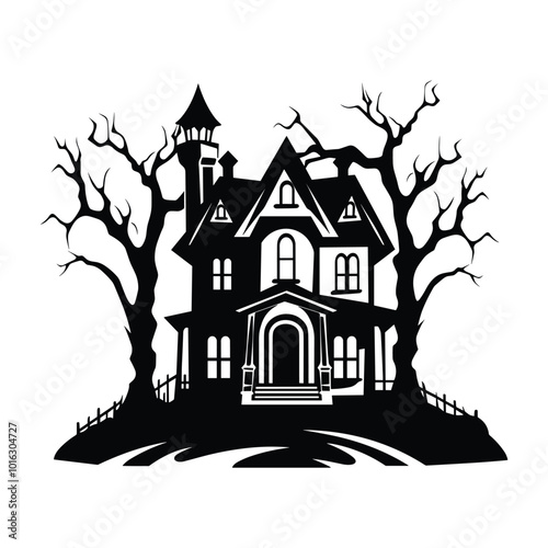 Wallpaper Mural PrintHaunted house silhouette vector. Torontodigital.ca