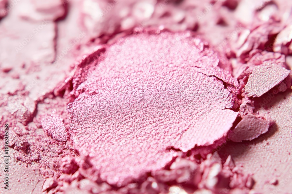 Blush Texture. Baby Pink Pressed Powder Eyeshadow with Macro Shiny Cosmetic Blush Texture. Baby Pink Pressed Powder Eyeshadow with Macro Shiny Cosmetic