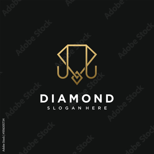Diamond icon vector logo design with elephant creative concept Premium Vector