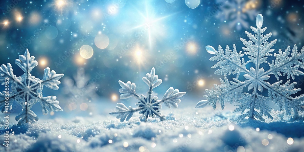 Medium shot of sparkling snowflakes in a winter wonderland
