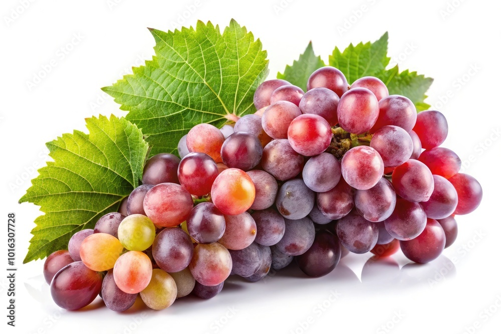 Fototapeta premium Fresh Grapes Branch Isolated on White Background for Culinary and Health Concepts
