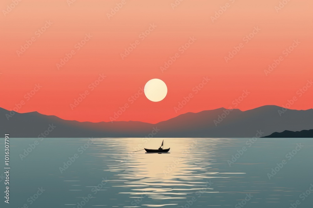 Straight ocean boat silhouette landscape. Straight ocean boat silhouette landscape.