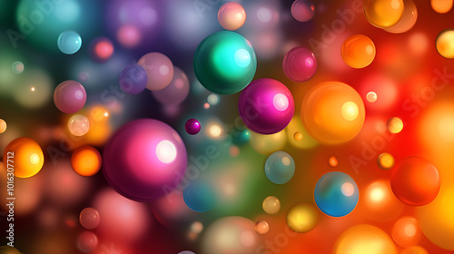 Abstract composition with colorful random flying spheres, Colorful rainbow balls in different sizes,Many colorful balls of blue, pink and purple,background of multi-colored, blurry, wet hydrogel ball
