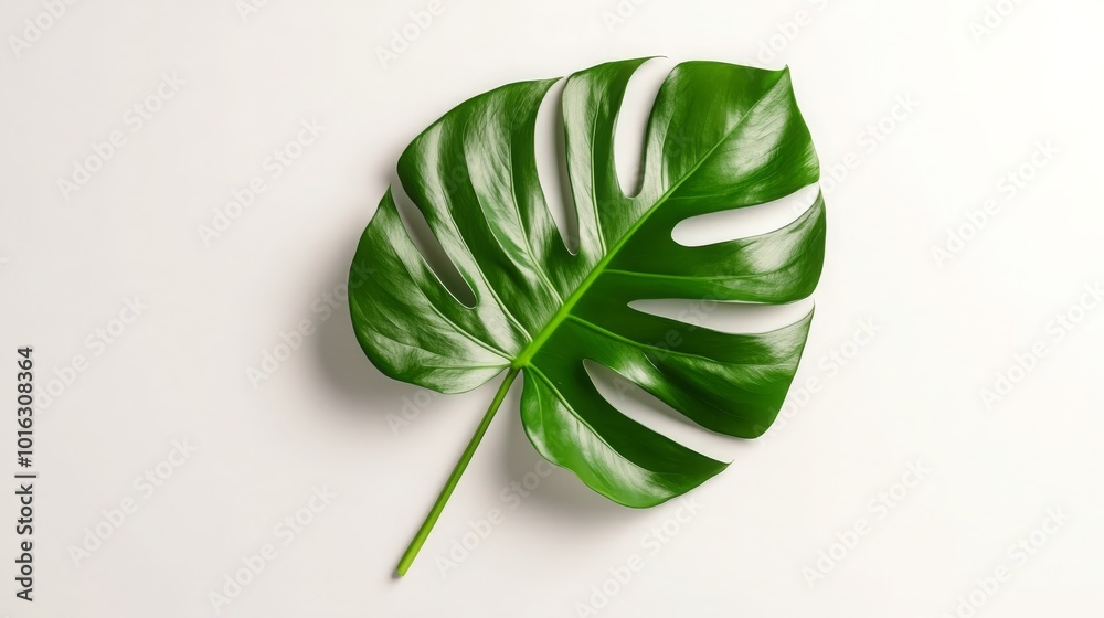 Monstera Deliciosa Leaf on White Background Monstera Deliciosa Leaf on White Background