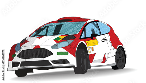 color vector illustration of modern fast rallye racing car