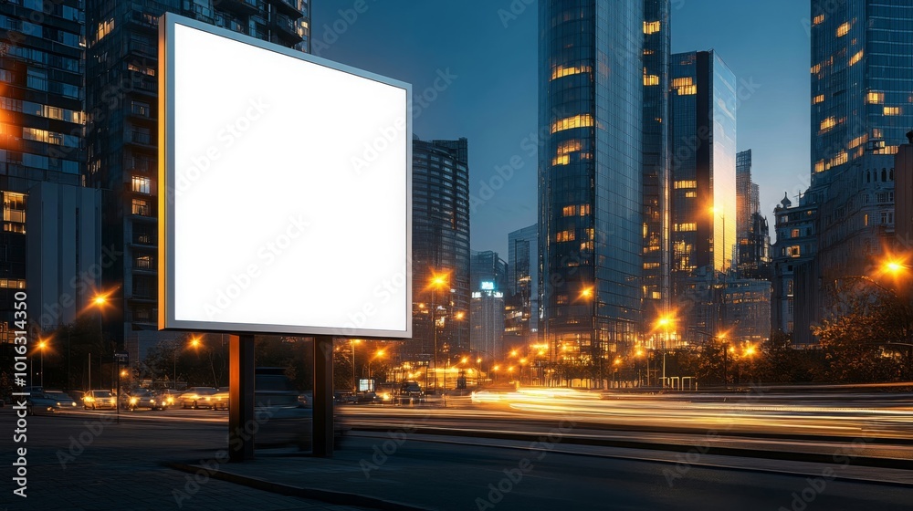 Blank Billboard Night Cityscape Mockup Blank Billboard Night Cityscape Mockup