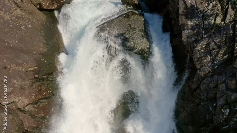 Latefossen waterfall Norway Aerial drone view Latefossen waterfall Norway Aerial drone view