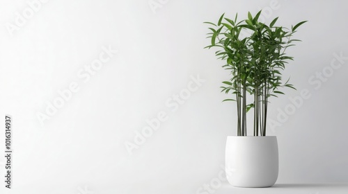 Wallpaper Mural White Potted Plant with Green Leaves Against a White Wall Torontodigital.ca