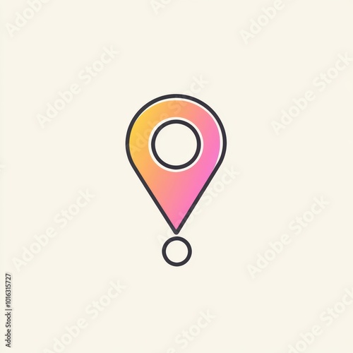 A simple logo of an icon for location on a plain background, with pastel tones, in a vector art style