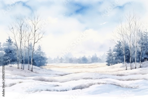 Winter field landscape.