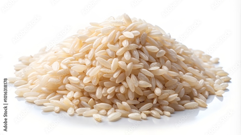 Isolated on a white background, this handful of unpeeled white rice represents premium quality grains ideal for various culinary uses and delicious Isolated on a white background, this handful of unpeeled white rice represents premium quality grains ideal for various culinary uses and delicious