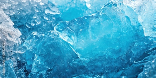 Close-up of textured ice, showcasing vibrant blue tones and intricate patterns. Ideal for backgrounds, designs, and cool themes.