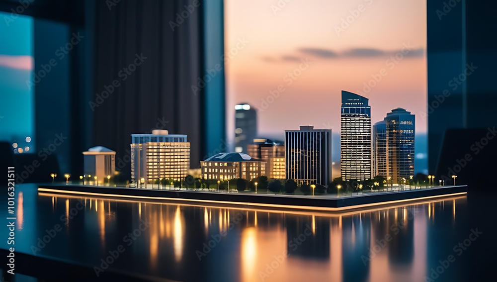 Fototapeta premium businessman model city table representing real estate architecture housing market